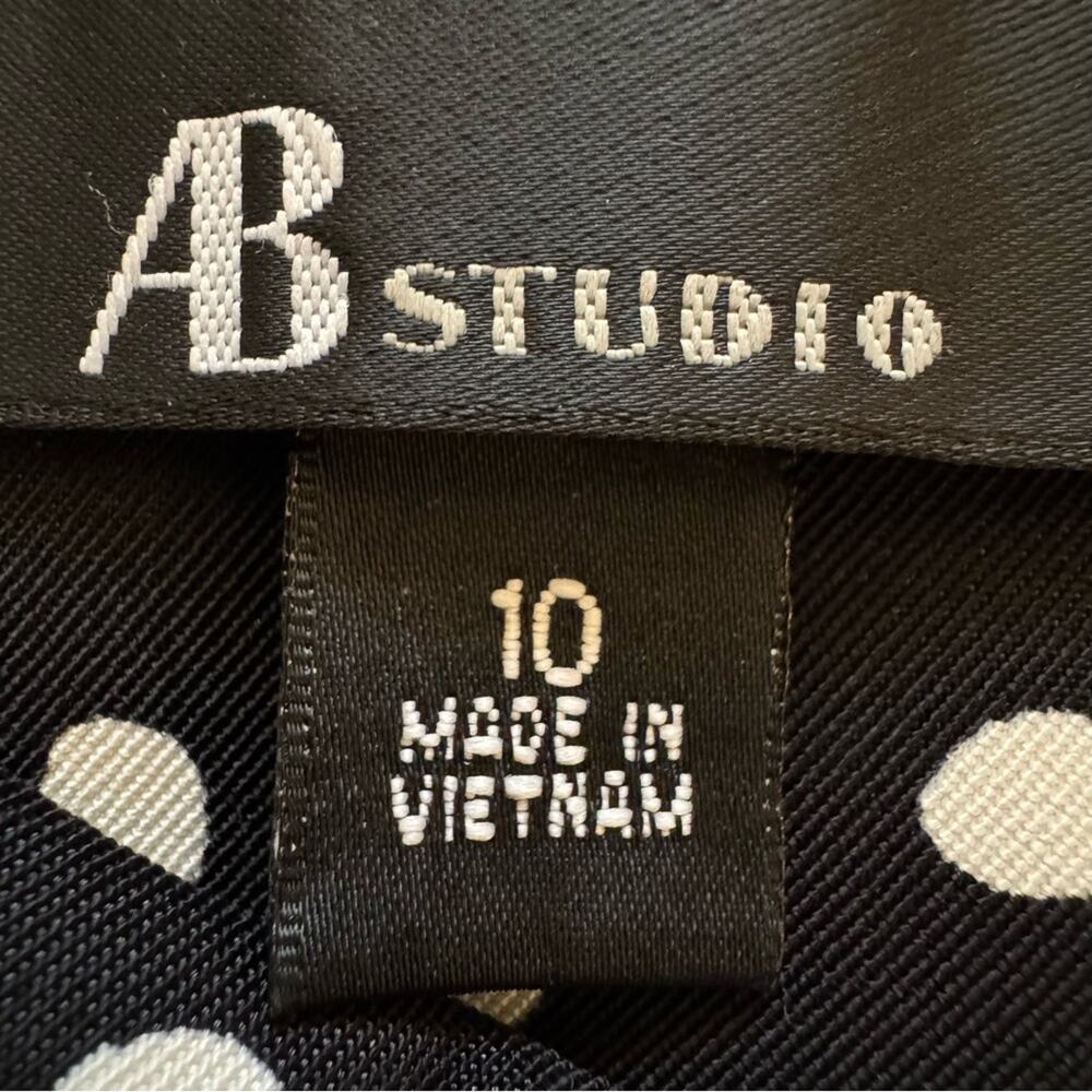 AB Studio black white polkadot sleeveless knee length sheath dress size 10 b26 - Picture 2 of 4